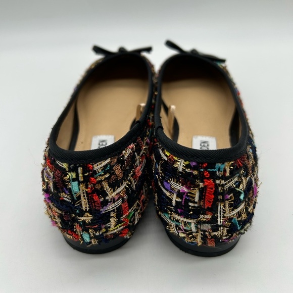 Steve Madden Glossier Colorful Tweed Bow Ballet Flats Black Cap Toe Women’s 10 - Picture 6 of 9